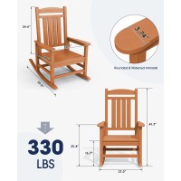 Kingyes Outdoor Rocking Chairs Weather Resistant Patio Rocking Chairs High Back Porch Rocker For Adult Orange