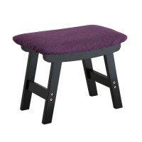 Foot Stool Ottoman Foot Rest Bamboo Foot Stool Under Desk Small Stool For Living Room Bedroom And Kitchen Black Legs Purple