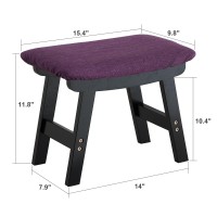 Foot Stool Ottoman Foot Rest Bamboo Foot Stool Under Desk Small Stool For Living Room Bedroom And Kitchen Black Legs Purple