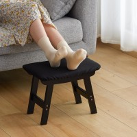 Foot Stool Ottoman Foot Rest Bamboo Foot Stool Under Desk Small Stool For Living Room Bedroom And Kitchen Black Legs Black S