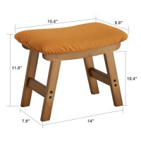 Foot Stool Ottoman Foot Rest Bamboo Foot Stool Under Desk Small Stool For Living Room Bedroom And Kitchen Brown Legs Orange