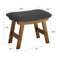 Foot Stool Ottoman Foot Rest Bamboo Foot Stool Under Desk Small Stool For Living Room Bedroom And Kitchen Brown Legs Gray St