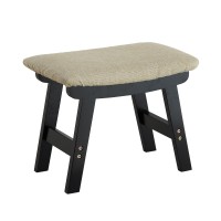 Foot Stool Ottoman Foot Rest Bamboo Foot Stool Under Desk Small Stool For Living Room Bedroom And Kitchen Black Legs Beige S