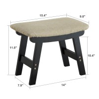 Foot Stool Ottoman Foot Rest Bamboo Foot Stool Under Desk Small Stool For Living Room Bedroom And Kitchen Black Legs Beige S