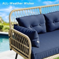 Yitahome 2Piece Patio Furniture Wicker Outdoor Loveseat Allweather Rattan Conversation For Backyard Balcony And Deck With So