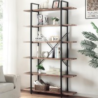 Homissue 6-Tier Bookshelf,Rustic Tall Bookcase And Bookshelves,Industrial Bookcase,Vintage Storage Rack With Open Shelves,Farmhouse Display Bookshelves For Living Room Bedroom And Kitchen