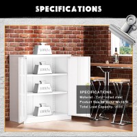 Greenvelly 74 Metal Storage Cabinet With Wheels And Pegboard White Lockable Garage Cabinets With 2 Doors And 4 Adjustable She