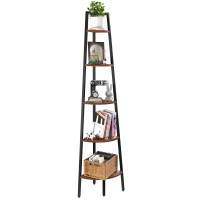 Yoobure Corner Shelf 5Tier Corner Bookshelf With Metal Frame Ladder Corner Shelves Display Shelf For Bedroom Living Room Tal