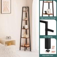 Yoobure Corner Shelf 5Tier Corner Bookshelf With Metal Frame Ladder Corner Shelves Display Shelf For Bedroom Living Room Tal