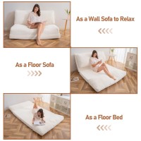 Maxyoyo Bean Bag Bed Folding Sofa Bed Floor Mattress For Adults Extra Thick And Long Floor Sofa With Faux Fur Washable Cover S