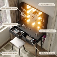 Furniouse Vanity Desk Vanity Mirror With Lights Makeup Table Set With Drawers Vanity Set For Bedroom With 3 Lighting Modes St