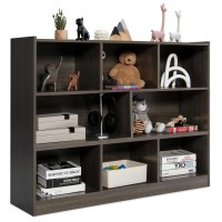 Silkydry 8 Cube Storage Bookcase, 3-Tier Horizontal Bookshelf Organizer, Wooden Display Cabinet For Living Room, Bedroom, Study, 48'' X 12.5'' X 36.5'' (Grey)