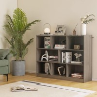 Silkydry 8 Cube Storage Bookcase, 3-Tier Horizontal Bookshelf Organizer, Wooden Display Cabinet For Living Room, Bedroom, Study, 48'' X 12.5'' X 36.5'' (Grey)