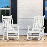 Cozyman Outdoor Rocking Chairs Set Of 2 All Weather Resistant Porch Rocker Chairs With High Back 350Lbs Support Hdps Composit