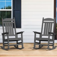 Cozyman Outdoor Rocking Chairs Set Of 2 All Weather Resistant Porch Rocker Chairs With High Back 350Lbs Support Hdps Composit