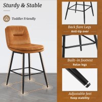 Cozyman Bar Stools Set Of 6 Doublelayer Upholstered Counter Height Bar Stools For Kitchen Island Faux Leather Barstools With