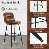 Cozyman Bar Stools Set Of 6 Doublelayer Upholstered Bar Height Stools For Kitchen Island Pub Faux Leather Barstools With Back