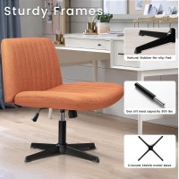 Pukami Criss Cross Chair Armless Cross Legged Office Desk Chair No Wheels Fabric Padded Modern Swivel Height Adjustable Mid Back