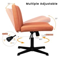 Pukami Criss Cross Chair Armless Cross Legged Office Desk Chair No Wheels Fabric Padded Modern Swivel Height Adjustable Mid Back