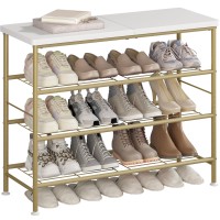 Suoernuo Shoe Rack Organizer 4 Tier For Closet Entryway Free Standing Metal Storage Shoe Shelf With Mdf Top Board