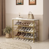 Suoernuo Shoe Rack Organizer 4 Tier For Closet Entryway Free Standing Metal Storage Shoe Shelf With Mdf Top Board