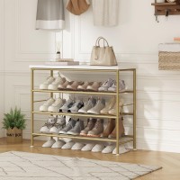 Suoernuo Shoe Rack Organizer 4 Tier For Closet Entryway Free Standing Metal Storage Shoe Shelf With Mdf Top Board