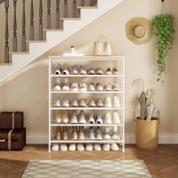 Suoernuo Shoe Rack Organizer 6 Tier For Closet Entryway Free Standing Metal Storage Shoe Shelf With Mdf Top Board