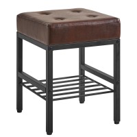 Ibuyke Square Makeup Stool With Adjustable Feet And Storage Space Footrest Stool Pu Seat Vanity Stool Multiuse As Small Side