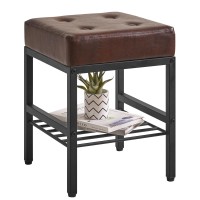 Ibuyke Square Makeup Stool With Adjustable Feet And Storage Space Footrest Stool Pu Seat Vanity Stool Multiuse As Small Side