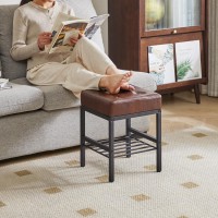 Ibuyke Square Makeup Stool With Adjustable Feet And Storage Space Footrest Stool Pu Seat Vanity Stool Multiuse As Small Side