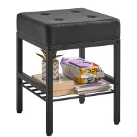 Ibuyke Square Makeup Stool With Adjustable Feet And Storage Space Footrest Stool Pu Seat Vanity Stool Multiuse As Small Side