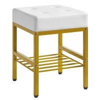 Ibuyke Square Makeup Stool With Adjustable Feet And Storage Space Footrest Stool Pu Seat Vanity Stool Multiuse As Small Side