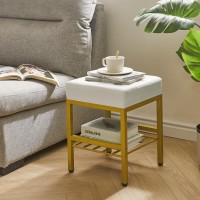 Ibuyke Square Makeup Stool With Adjustable Feet And Storage Space Footrest Stool Pu Seat Vanity Stool Multiuse As Small Side