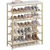 Suoernuo Shoe Rack Organizer 6 Tier For Closet Entryway Free Standing Metal Storage Shoe Shelf With Mdf Top Board