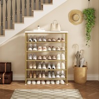 Suoernuo Shoe Rack Organizer 6 Tier For Closet Entryway Free Standing Metal Storage Shoe Shelf With Mdf Top Board