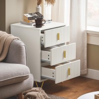 Sobuy Fbt115-L-W Bedside Table With 3 Drawers Bedside Table End Of Sofa Side Table For Living Room, Bedroom, Office, White, W40Xh63Xd40Cm