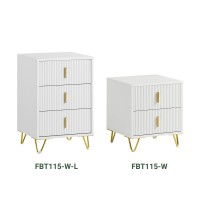 Sobuy Fbt115-L-W Bedside Table With 3 Drawers Bedside Table End Of Sofa Side Table For Living Room, Bedroom, Office, White, W40Xh63Xd40Cm