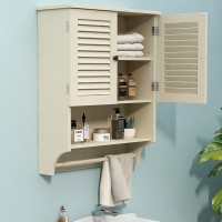 Choochoo Bathroom Wall Cabinet With Towels Bar 236 L X89 W X293 H Mdf Material Medicine Cabinet 2 Doors Over The Toilet S