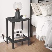 Tutotak End Table With Charging Station Side Table With Usb Ports And Outlets Nightstand 2Tier Storage Shelf Sofa Table For