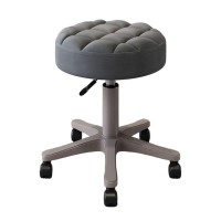 Pu Leather Round Rolling Stool With Foot Rest Swivel Multi-Purpose Drafting Bar Stool With Wheels Work Office Massage Stools Task Chair Small Adjustable Height Hydraulic Stool (Color : Grey)