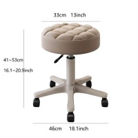 Pu Leather Round Rolling Stool With Foot Rest Swivel Multi-Purpose Drafting Bar Stool With Wheels Work Office Massage Stools Task Chair Small Adjustable Height Hydraulic Stool (Color : Grey)