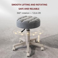 Pu Leather Round Rolling Stool With Foot Rest Swivel Multi-Purpose Drafting Bar Stool With Wheels Work Office Massage Stools Task Chair Small Adjustable Height Hydraulic Stool (Color : Grey)