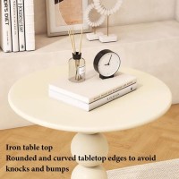 Round Side Table White, Round Accent End Table, Metal Bedside Table Small, Modern Round Nightstand Sofa Side Table for Living Room Bedroom, Balcony, Office (Color : Beige)