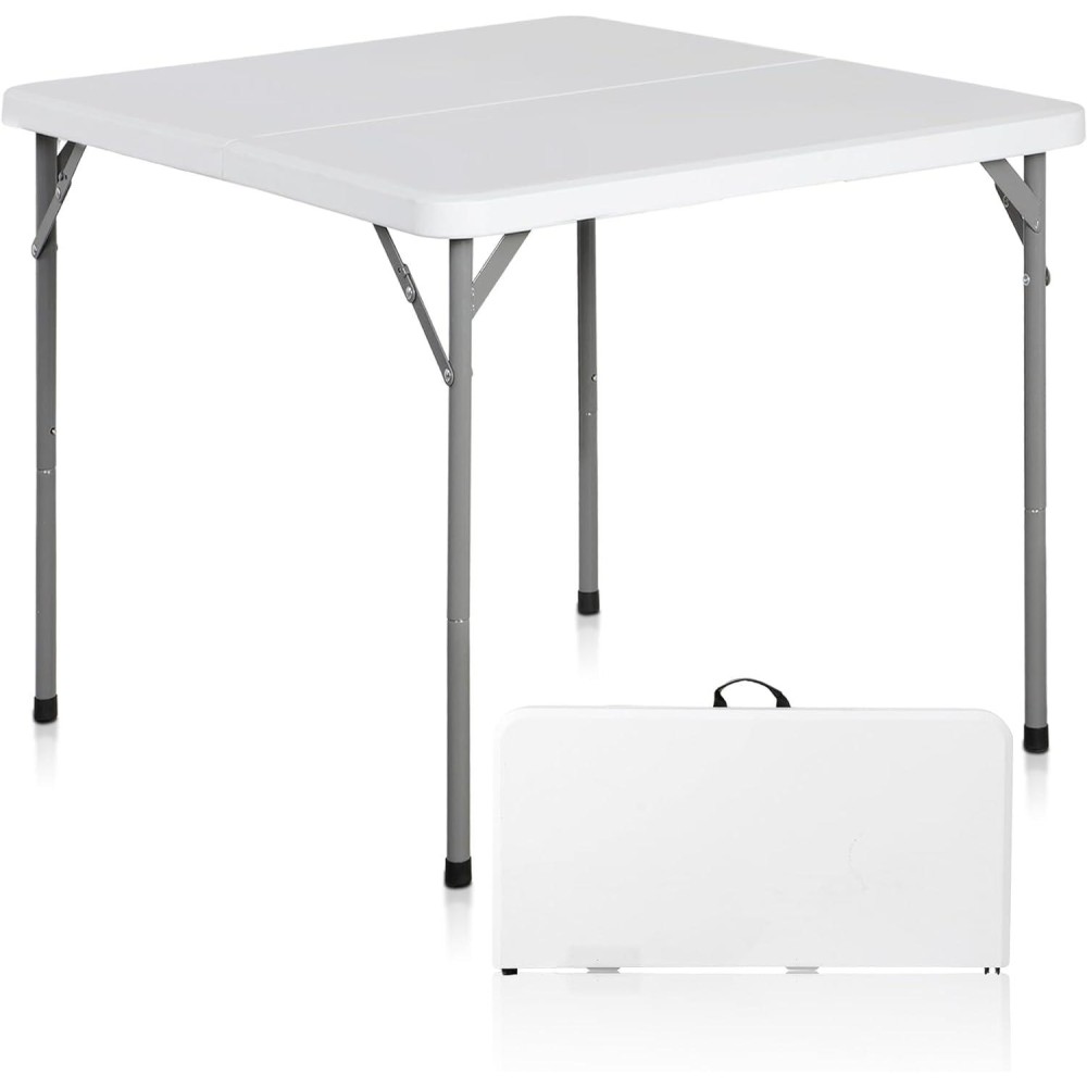 Zenstyle Indoor Outdoor Heavy Duty Plastic Folding Table Portable Picnic Table Foldinhalf Utility Table Whandle And Steel Leg