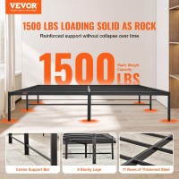 Vevor 14 Inch King Metal Bed Frame Platform, No Box Spring Needed, 1500 Lbs Loading Capacity Embedded Heavy Duty Mattress Foundation With Steel Slat Support, Easy Assembly, Noise Free