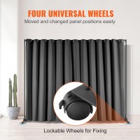 Vevor Room Divider, 8 Ft X 10 Ft Portable Panel Room Divider With Wheels Curtain Divider Stand, Room Divider Privacy Screen For Office, Bedroom, Dining Room, Study, Dark Grey