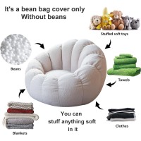 OMKUOSYA Bean Bag Chair Cover (Without Filling), Stuffed Animal Storage or Foam Filled, Soft Comfy Teddy Fur Bean Bag Sofa Lounger for Teens, Adults, Kids, Indoor and Outdoor (Color : Beige White)