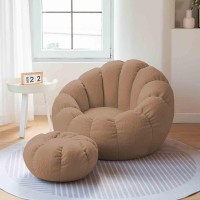 OMKUOSYA Bean Bag Chair Cover (Without Filling), Stuffed Animal Storage or Foam Filled, Soft Comfy Teddy Fur Bean Bag Sofa Lounger for Teens, Adults, Kids, Indoor and Outdoor (Color : Brown)