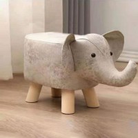 Iuibmi Cute Animal Footstools, Footrest Ottoman With Soft Padded Cushion And Non Slip Feet, Mini Ottoman Furniture For Bedroom, Living Room Or Entryway(Grey White)