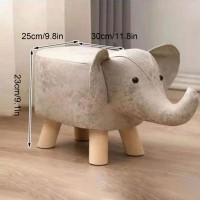 Iuibmi Cute Animal Footstools, Footrest Ottoman With Soft Padded Cushion And Non Slip Feet, Mini Ottoman Furniture For Bedroom, Living Room Or Entryway(Grey White)